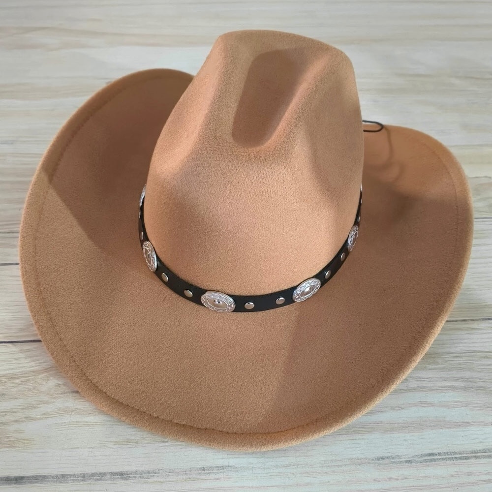 Tan Steer Head Pointed Western Fedora Hat